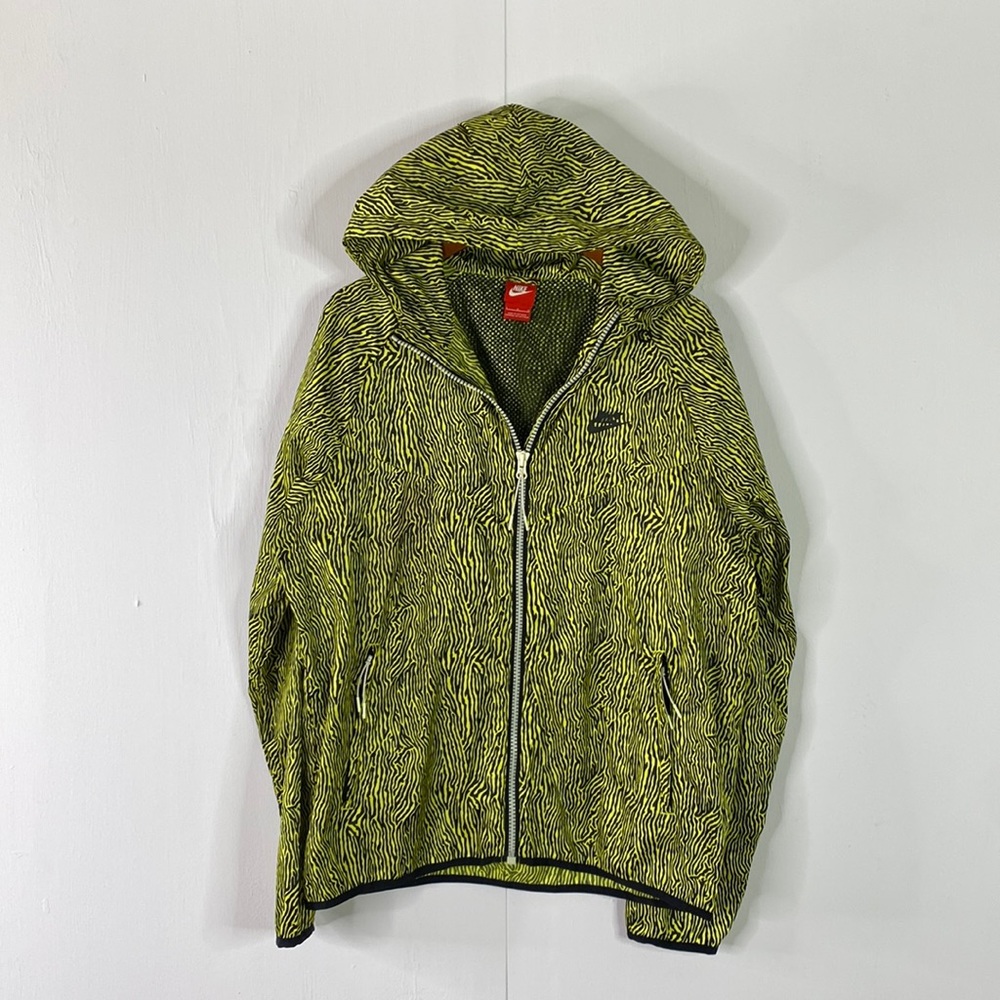 Nike Glow in the Dark Zebra Stripe Hooded Windbreaker Jacket; Mens L
